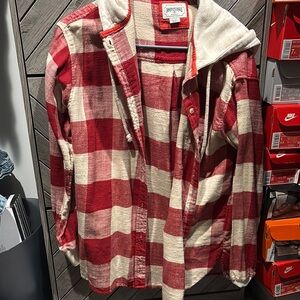 American Eagle Outfitters Red and White Plaid Shirt